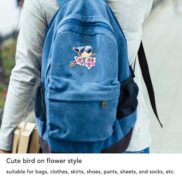 10 st sy på lappar fågel blomma stil ljusa färger enkla att använda broderi applikation för kläder väskor DIY