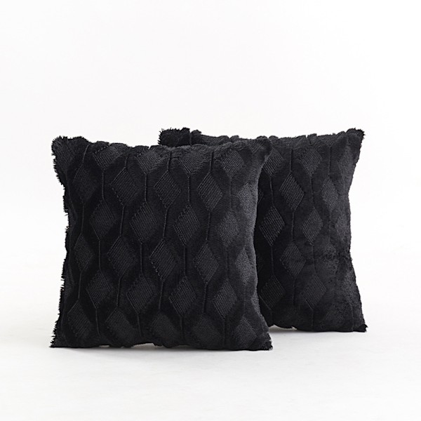 Mjukt dekorativt kuddfodral för vardagsrum, soffa 2-pack Svart M Sort M