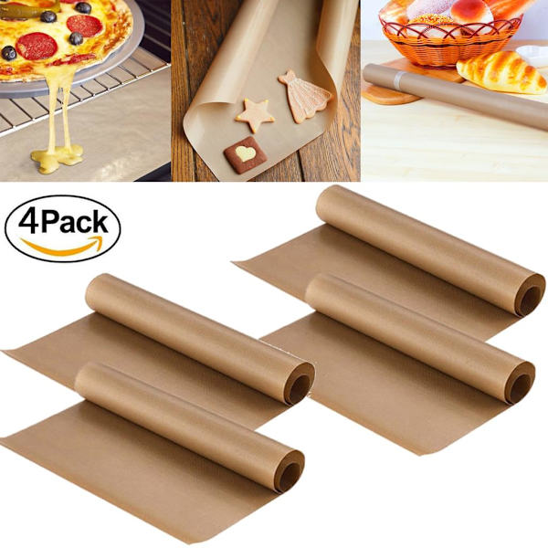 Permanent bakfolie (set om 4) extra stor för grillning och bakning - 40x60 cm kan klippas till storlek - bakfolie diskmaskinssäker - bakplåtspapper