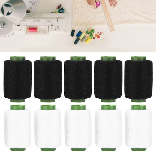 Sytråd Hushåll Svart Vit Polyester Garn för DIY Broderi Maskin Projekt
