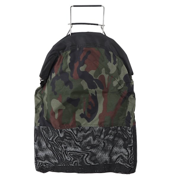 Fiske Nätväska Mesh Väska Rostfritt Stål Fjäder Nylon Kamouflage Fällbar Stor Kapacitet Hållbar Oxford Tyg Enhandsmanövrering för Fiske Dykning
