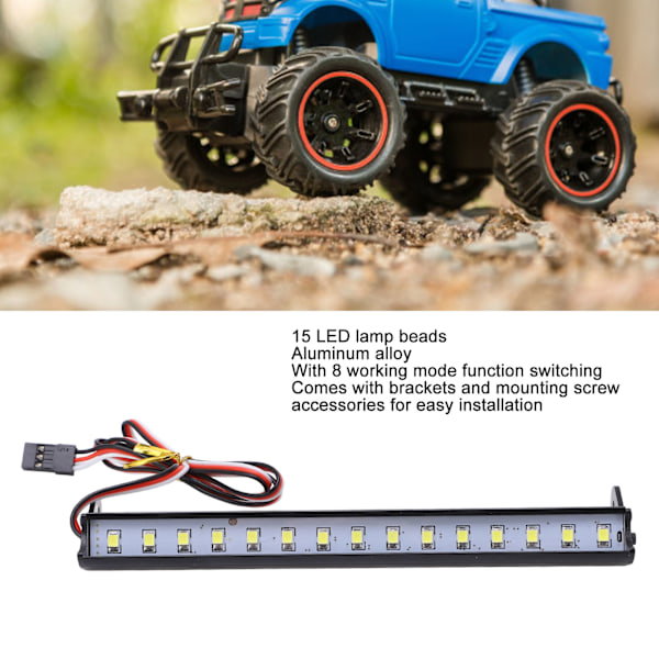1/10 RC Takljusramp Universell Vitt Ljus RC Crawler Ljusramp med 15 LED-lampor Fästen för 1/10 RC Bil