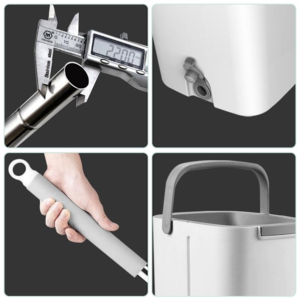Mop och hink med urvridningsset, handsfree platt golvmopp och hink, 3 tvättbara mikrofiberdynor ingår, våt och torr användning, rengöring av golv i hemmet