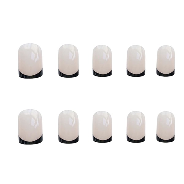 Tryck på naglar-Nude korta falska naglar akryl full cover naturliga falska naglar för kvinnor och flickor 24 st (Various5)