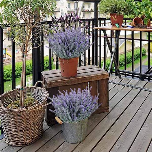 4 st konstgjorda blommor flockade plast lavendel bunt falska växter Bröllop träns bukett inomhus utomhus hem kök kontor bord mittpunkter