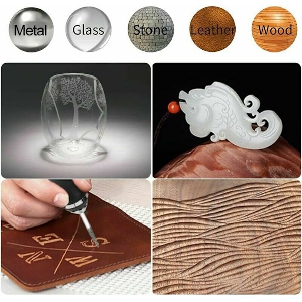 Elektrisk graveringsmaskin, graveringsverktyg USB-laddningsbar multifunktions mini-graveringspenna med 20 bitar och 16 stenciler för DIY-smycken metallglassten