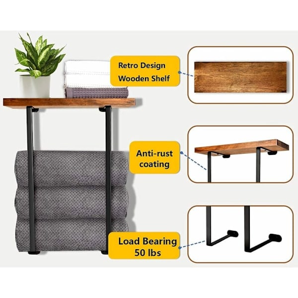 Handdukshållare i Metall för Små Badrum, Väggmonterade Handduksställ, Förtjockade Metallhyllor, Dekorativa och Utrymmesbesparande, Minimalistisk Design, Hållbara