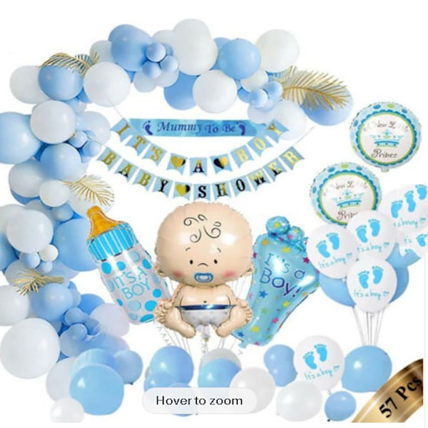 Baby shower dekoration pojke, baby shower dekoration pojke med baby shower pojke set, blå dekoration baby shower pojke ballonger, Its a Boy banner,