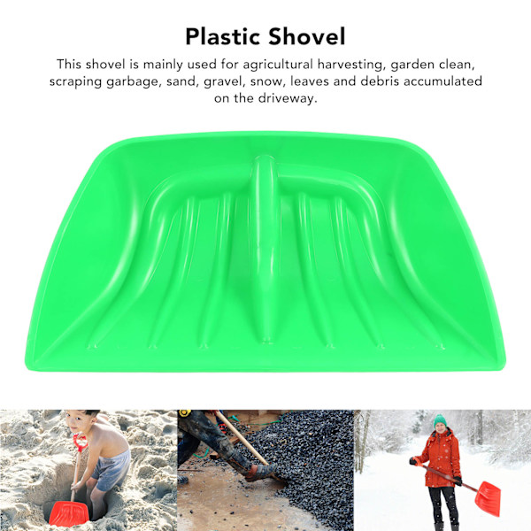 Snöskyffel PP Plastblad Skyffel för Grus Jord Löv Trädgård Bygg Ren Grön