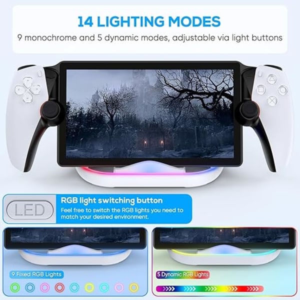 FASTSNAIL LED Laddare för PS Portal, Tillbehör kompatibla med Playstation Portal Remote Player, PSP Laddningsställ