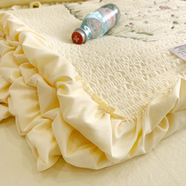 Bomullstäcke Ren Färg Hem Mode Elegant Tencel Broderimönster Bomull Sommarkyltäcke Gul 200x230