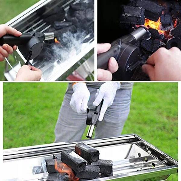 BBQ-fläkt luftblåsare snabb brandstartare bärbar mini manuell handvev för utomhus picknick camping matlagning grill kolgrillar spis tillbehör