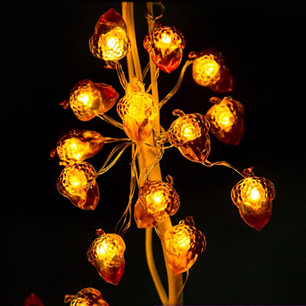 LED-ljusslinga 20 LED-ekorrlampor ljusslinga batteridriven 6,5 fot ljusslinga med fjärrkontroll för Thanksgiving höst sovrum jul halloween höst