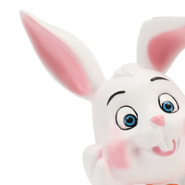 Kaninplatta bricka söt liten harts kanin staty smyckeskrin med rostfritt stål rektangulär platta för display förvaring orange
