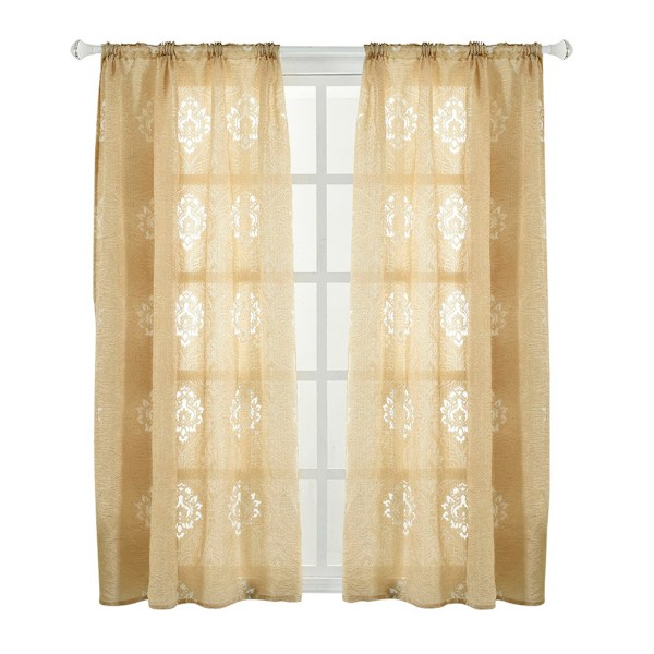 Polyester fönstergardin mörkläggningsgardin sovrum vardagsrum (Beige)
