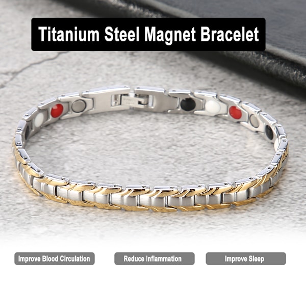 Magnetarmband i titanstål, elegant design för smärtlindring och förbättrad blodcirkulation, bly- och nickelfritt allergivänligt smycke för män