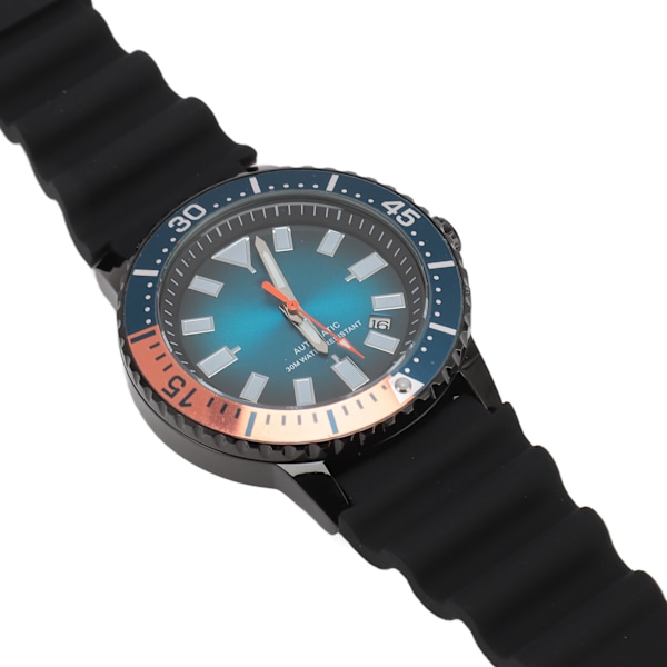 Herr Kronografklocka Roterbar Bezel Självuppdragande Automatisk Urverk Vattentät Lyxig Stor Urtavla Legering Luminous Analog Klocka Svart Orange