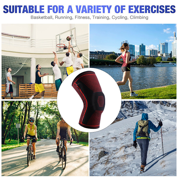 2-pack Sport Knäskydd Halkfria Professionella Stickade Andningsbara Bekväma Knästöd för Löpning Ledsmärtlindring