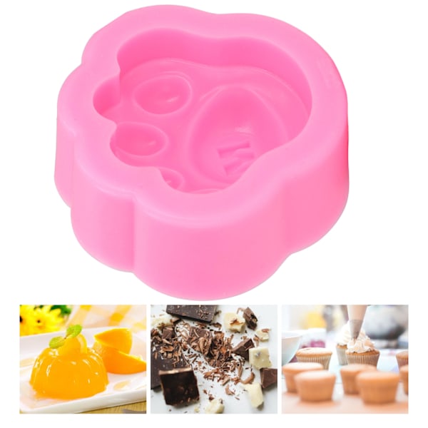 Silikonform Flexibel Mjuk Återanvändbar Katt Hund Tass Form Dekoration Form Bakverktyg för DIY Tårta FondantStil 1 Rosa 19‑225