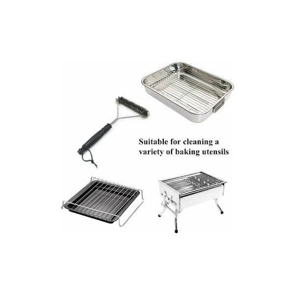 Grillborste för kraftig rengöring av grill, grillrengörare med metallborst och långt handtag med ABS-glidskydd, universell för alla grilltyper