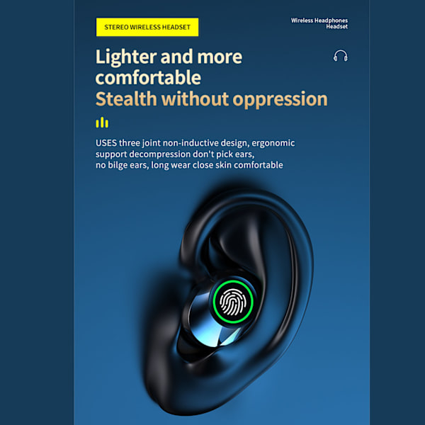 Trådlösa öronsnäckor Multifunktion IPX7 Vattentät Deep Bass Mini Bluetooth 5.3 Hörlurar för mobiltelefoner surfplattor