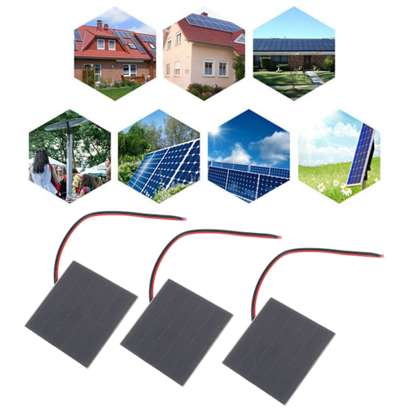 3 Set Små Solpaneler Professionell 1W Monokristallint Kisel Hög Effektivitet DIY Solpaneler Kit för Undervisning Apparat Fotovoltaiska Material