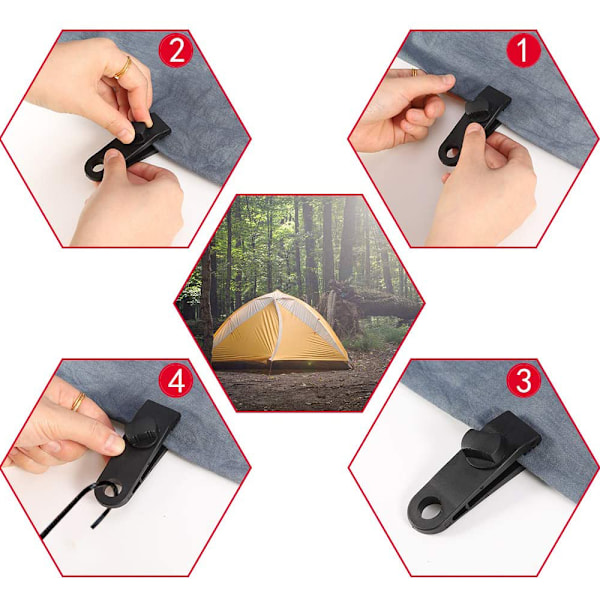 Tarp Clips Set, Multipurpose Crocodile Mouth Clip Vindtät tältklämma