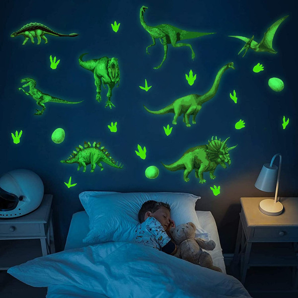 Dinosaur Luminous Sticker, Glow In The Dark Väggdekal för pojkar
