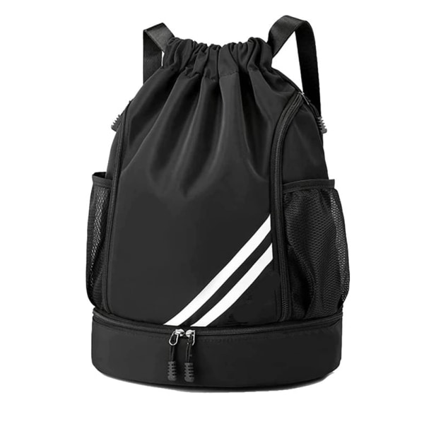 Modesportryggsäckar, gymväska med dragsko med stor kapacitet, vattentät ryggsäck med bottenfack och brett dragsko, ryggsäck med liten väska med