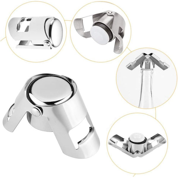 Champagneflaskepropp, champagneflaskestopper, rostfritt stål flaskepropp, vinstoppare, champagne