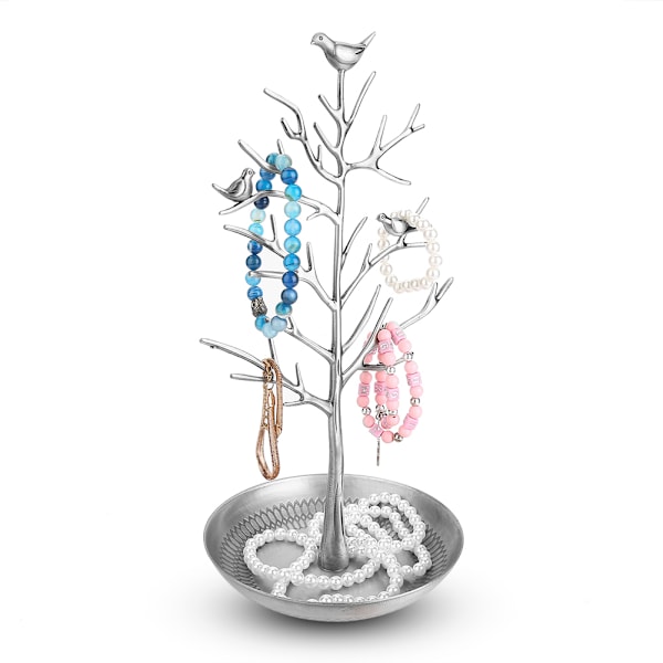 Elegant Smyckesdisplay, Fågelträdformat Metallställ för Heminredning, Galvaniserad Metall Säkerställer Hållbarhet & Skönhet för Dina Värdesaker