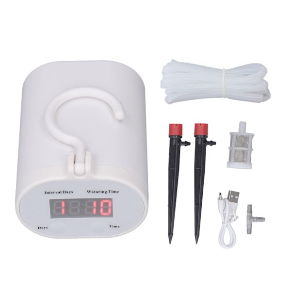 DIY Automatisk Droppbevattningskit Inomhus Vattningssystem för Krukväxter Inomhusväxter Självbevattningssystem med Timer Vit Stöd för 2 Krukspridare