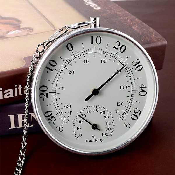 Hygrometer Termometer, Lättläst Skala Med Brett Mätområde, Aluminiumurtavla För Inom- och Utomhusbruk, Automatisk Kalibrering, Hög Kvalitet