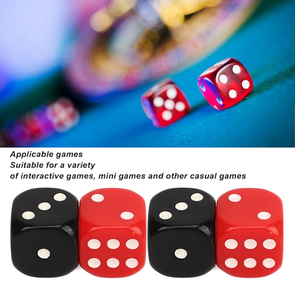 20PCS 6-sidig tärningsspel set säkert vattentätt svart rött bordsspel tärning för klubb bar fest