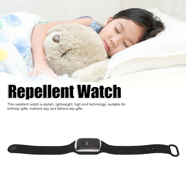 Svart Repellent Watch Svart Bärbar Uppladdningsbar Elektronisk Sonic Repellent Watch