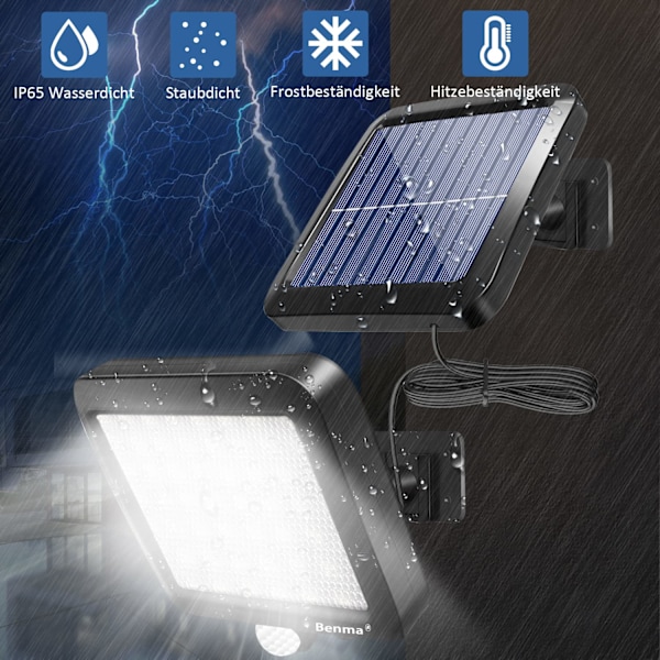Solcellsvägglampor Utomhus, Smart PIR Rörelsesensor, Ultraljusa Strålkastare, Separat Design Med COB Ljuskälla, Längre Bestrålningsavstånd &