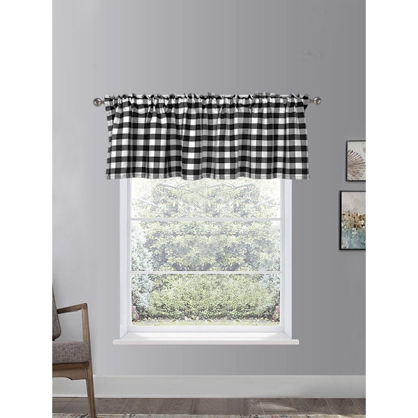 Kökets gardiner, Buffalo Plaid Gingham Tier Gardiner för kök, café, badrum, fönstergardiner