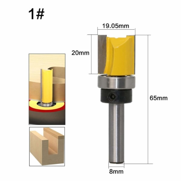 Finish Pattern Pattern Router Bits Set Träbearbetning Fräs Cutter Shank Flush Trim Bit Set