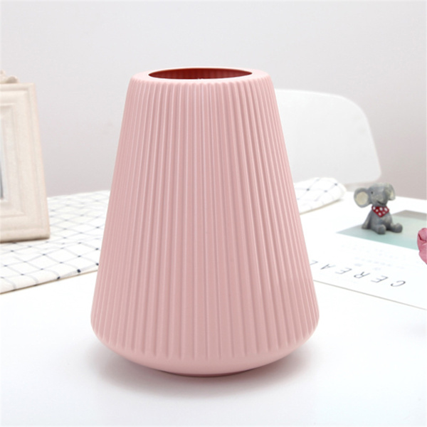 Vas Matt Keramisk Look Tjock Modern Minimalistisk Dekorativ Plastblomvas för Vardagsrum Sovrum Kontor 3516 Rosa