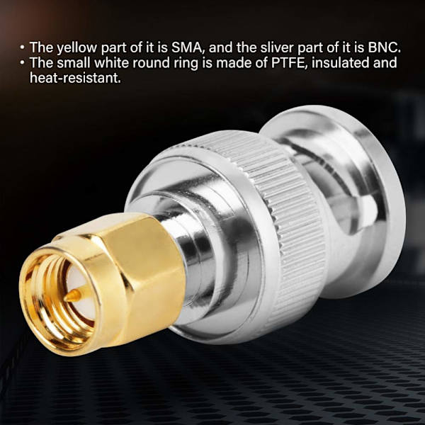 2 st BNC hane till SMA hane RF koaxialkontakt adapter testkonverterare Fint till kopparmaterial