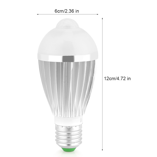 E27 Automatisk infraröd rörelsesensor LED nattlampa glödlampa 7W/ Varm vit/ 3200k