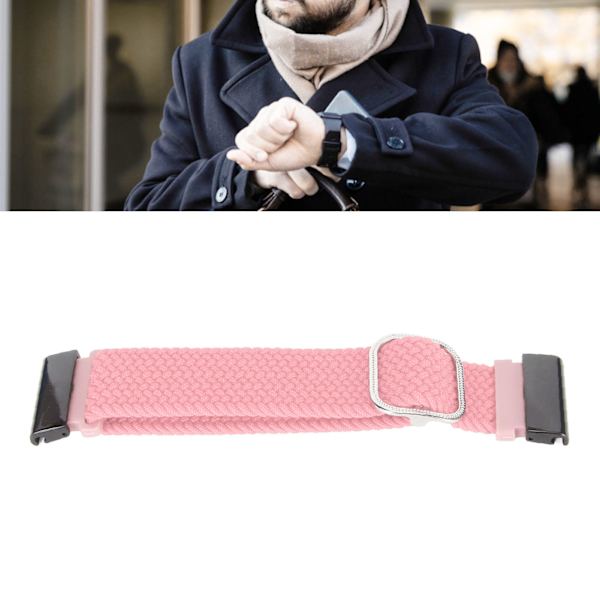 22mm flätad klockarmband 26mm spänne justerat stretchigt spänne stängning flätad ersättningsrem för Fenix 7X rosa