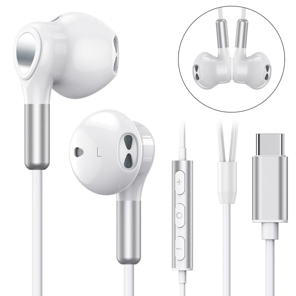 USB-C hörlurar för Samsung Galaxy S22 Ultra S21 FE S20 A53 USB-C hörlurar med mikrofon In-ear hörlurar med kabel Hörlurar USB Typ C