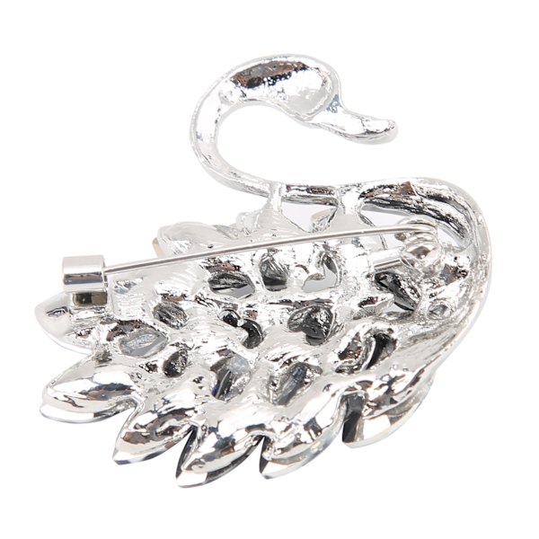 Kvinnors brosch, personlig elegant knappnålsbrosch med svanform för födelsedag, julklapp, silver, mörkblå strass