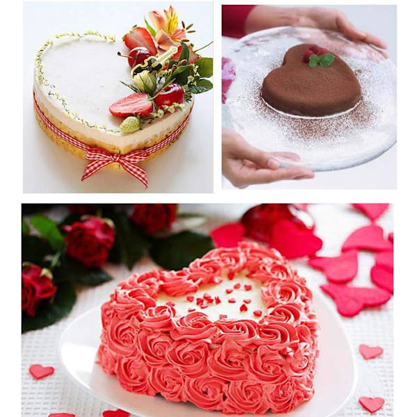Layer Cake Pan Set, Runda Och Hjärta Kakformar Form, Non-Stick Silikon Kaka Form för Rainbow Cake Pizza Grönsakspannkakor (Set med