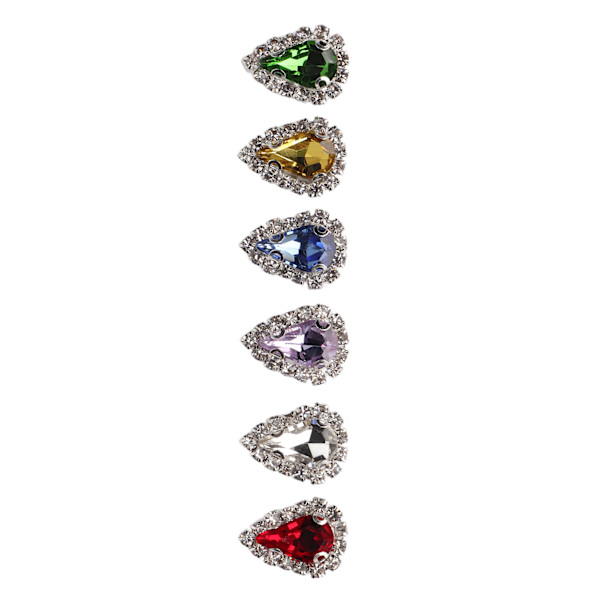 30 st sy på strass 6 färger DIY handgjorda glas strass klo strass med 4 hål för kläder hantverk