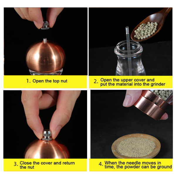 Kvarn ny transparent pepparkvarn kryddkaffe manual