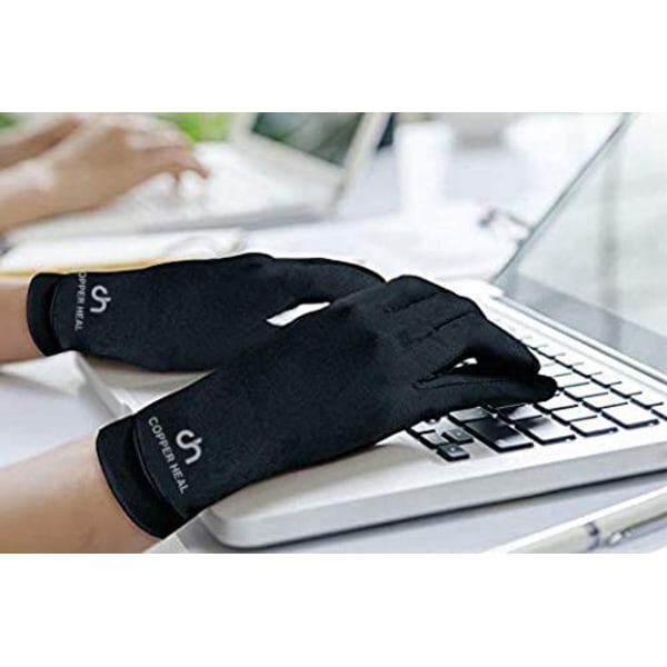 Bekväma Kopparhandskar med Fulla Fingrar, Kompressionsstöd för Händer, Fingrar & Handleder, Pekskärmsfunktion, Designade för Lindring Hela Dagen & Natten