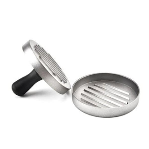 Hamburgarepress i rostfritt stål, biffpress med handtag, non-stick hamburgerpress