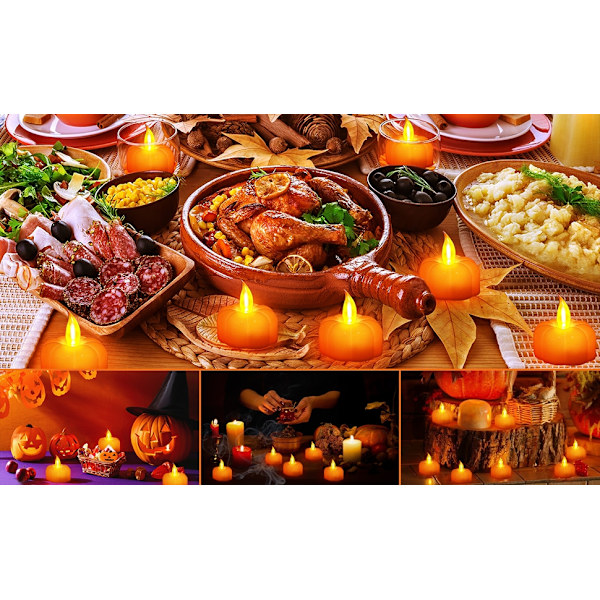12-pack höstvärmeljus, led låga mindre ljus Batteridriven höstdekoration Flimrande ljus för hösten Thanksgiving Bordsdekoration Hem